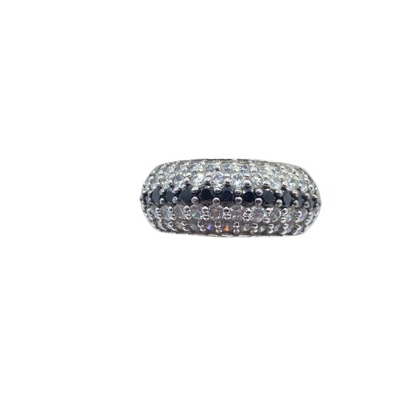 Sterling Silver White & Black CZ Pave Ring Band Size 7 *READ* - Picture 2 of 11